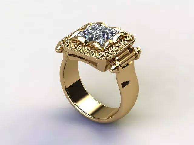10070 gold ring with diamond in center 3D print model_0