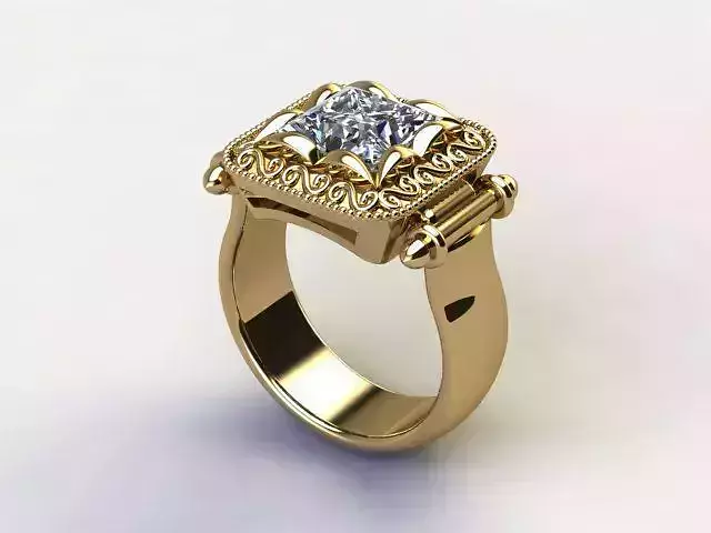 10070 gold ring with diamond in center