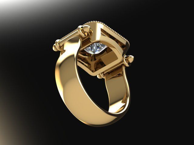10070 gold ring with diamond in center 3D print model_4