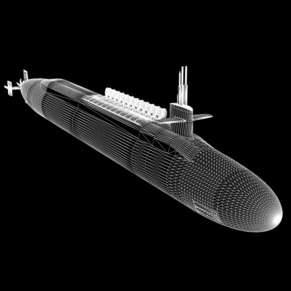 Ohio Class Submarine 3D Model OBJ 3DS LWO LW LWS