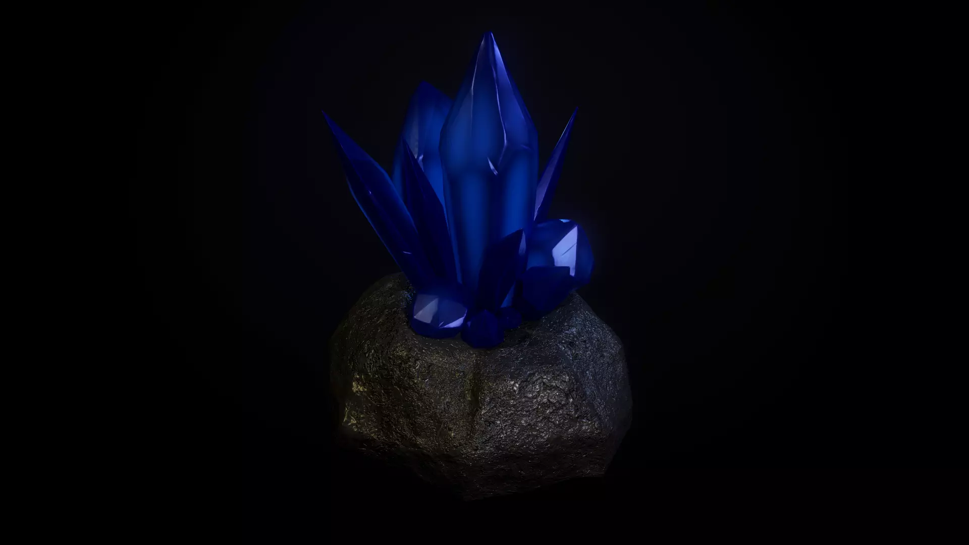 Crystals crystal on rock Free low-poly 3D model_0