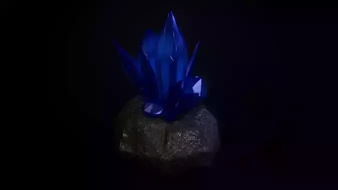 Crystals crystal on rock Free low-poly 3D model