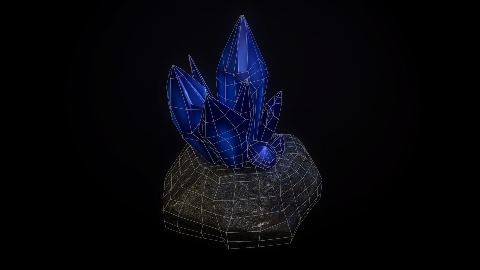 Crystals crystal on rock Free low-poly 3D model_10
