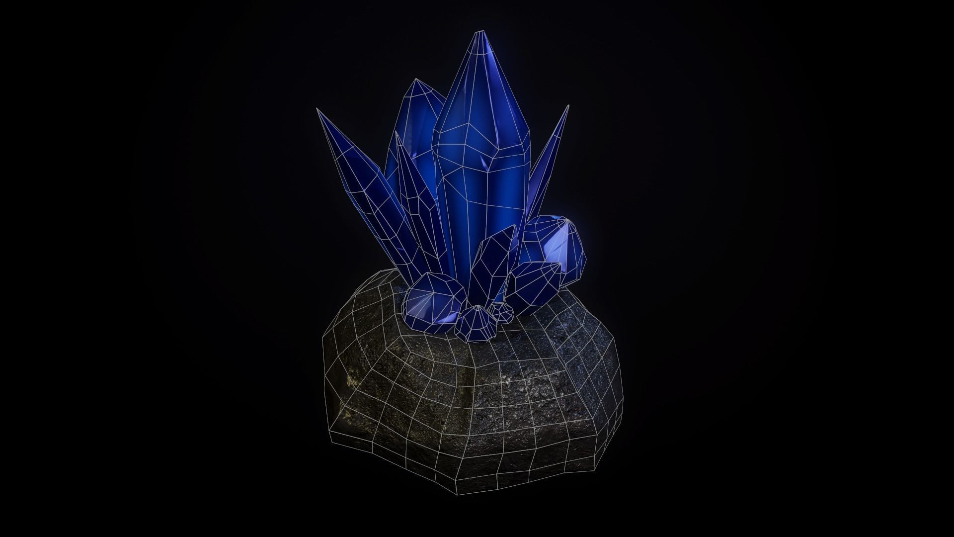 Crystals crystal on rock Free low-poly 3D model_7