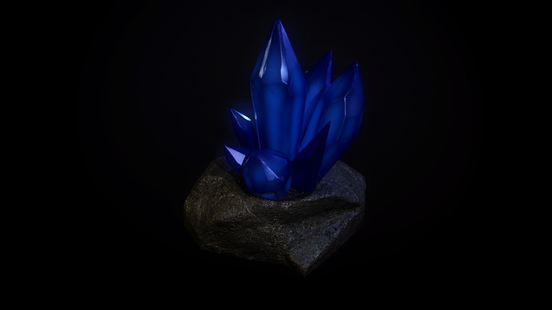 Crystals crystal on rock Free low-poly 3D model_6