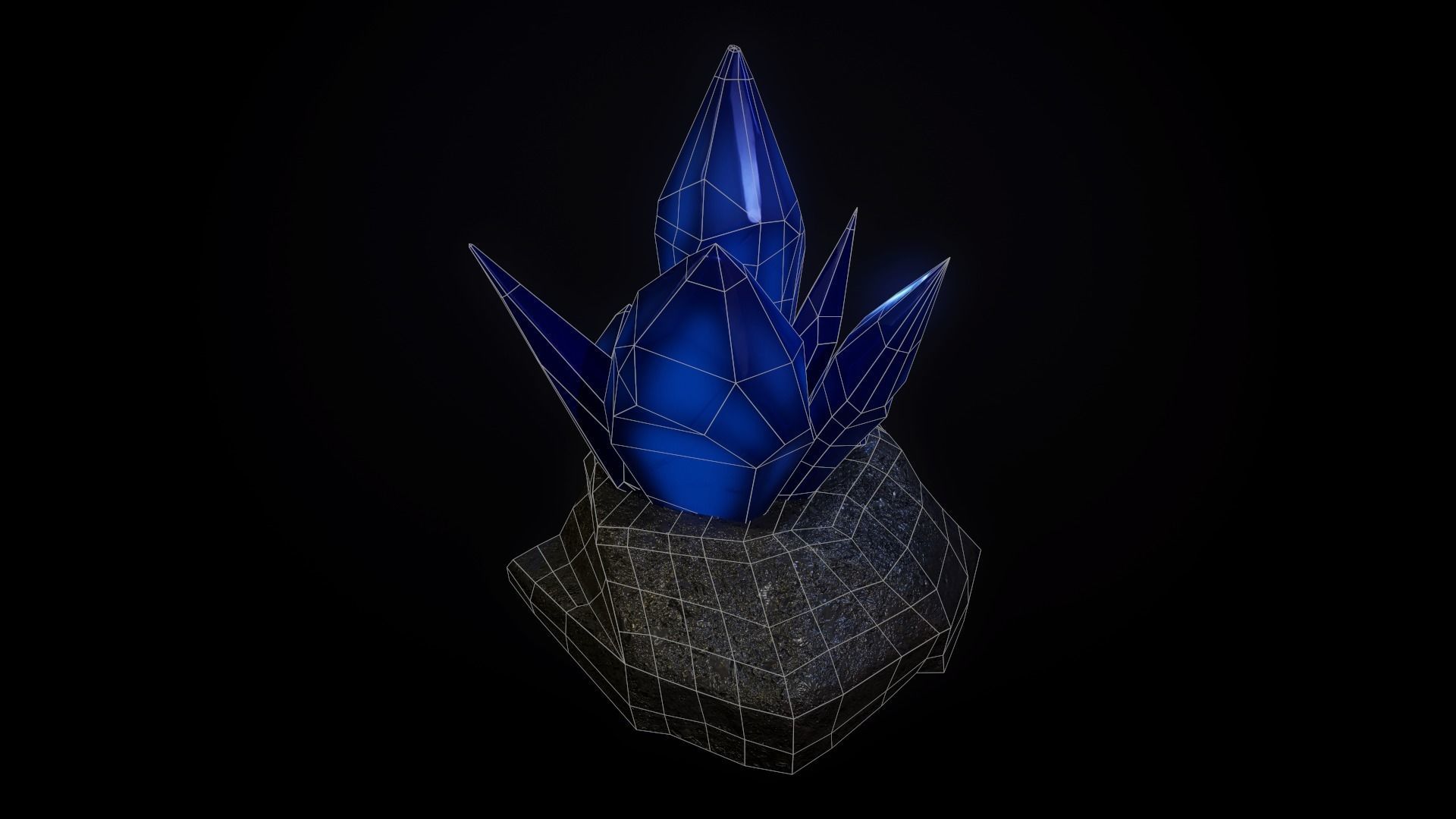 Crystals crystal on rock Free low-poly 3D model_11