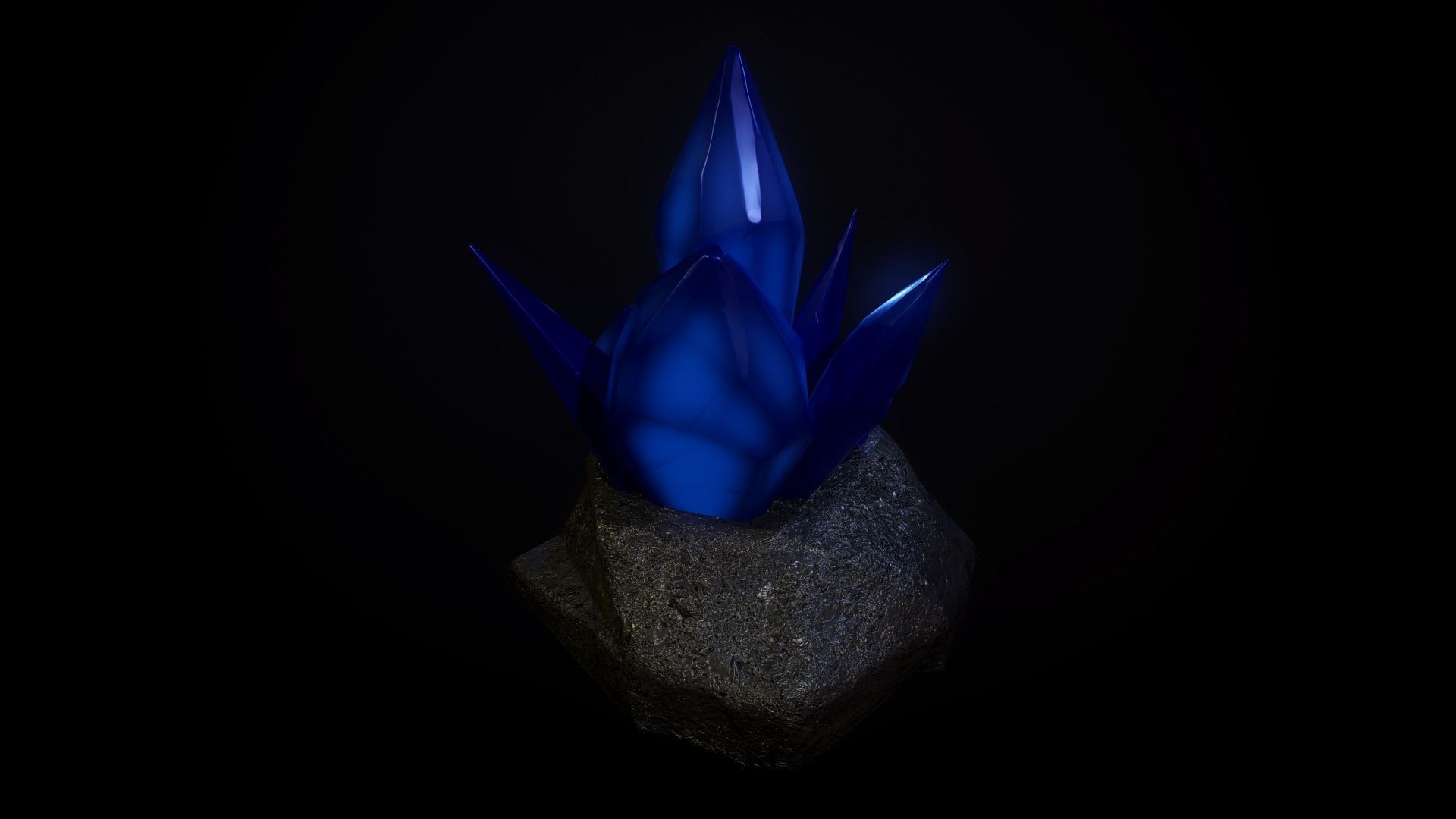 Crystals crystal on rock Free low-poly 3D model_5