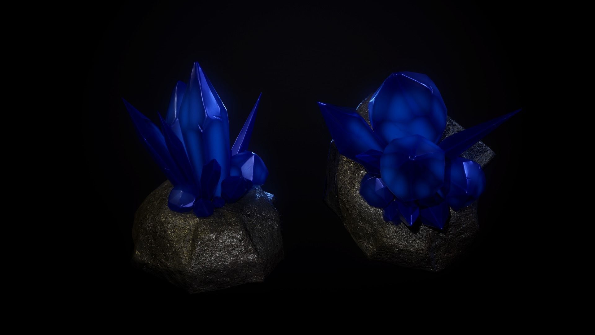 Crystals crystal on rock Free low-poly 3D model_2