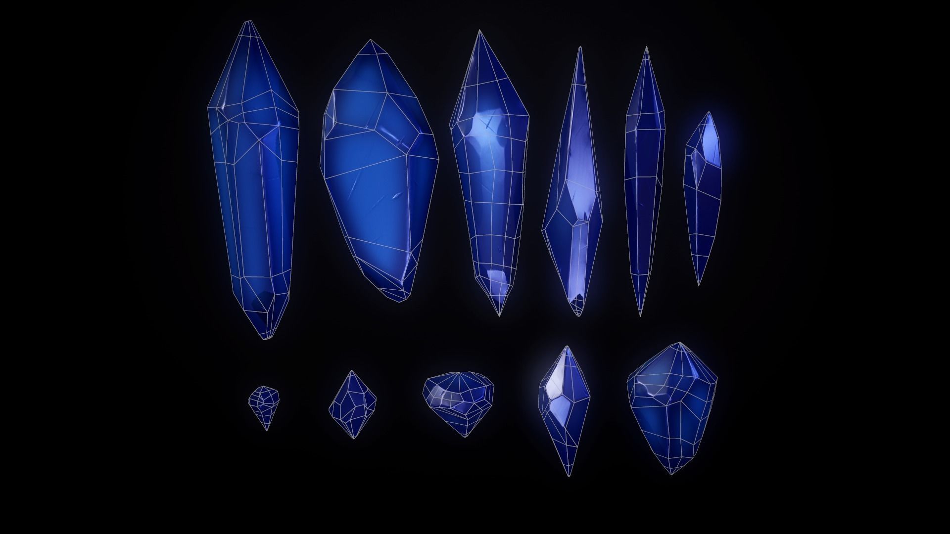 Crystals crystal on rock Free low-poly 3D model_9