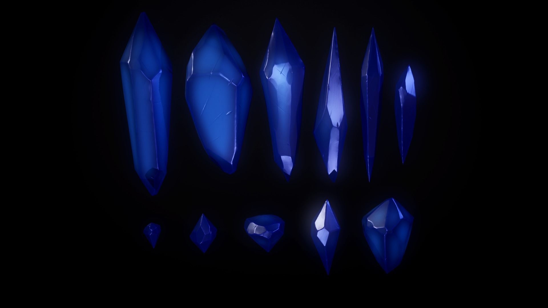 Crystals crystal on rock Free low-poly 3D model_3
