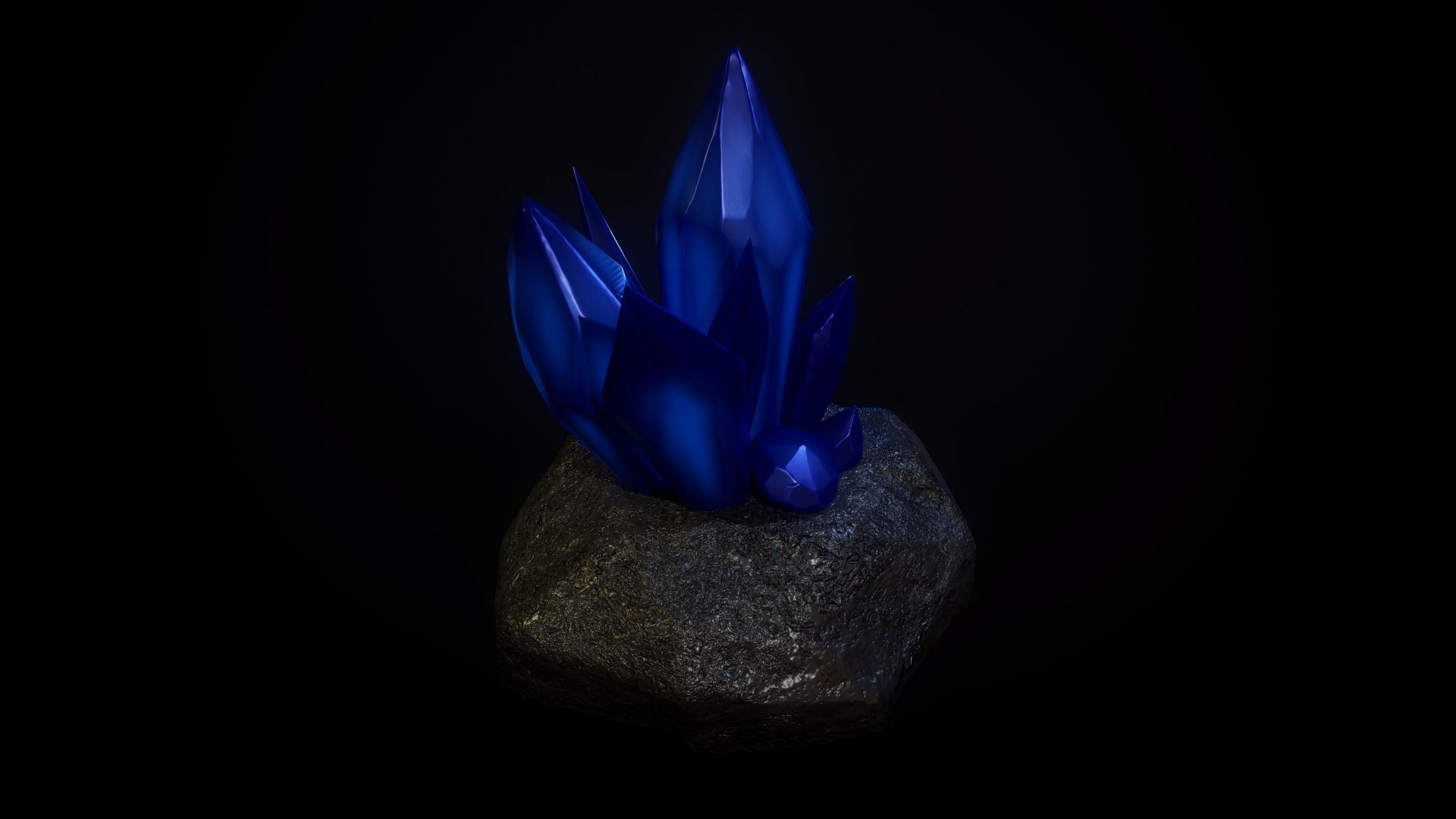 Crystals crystal on rock Free low-poly 3D model_4