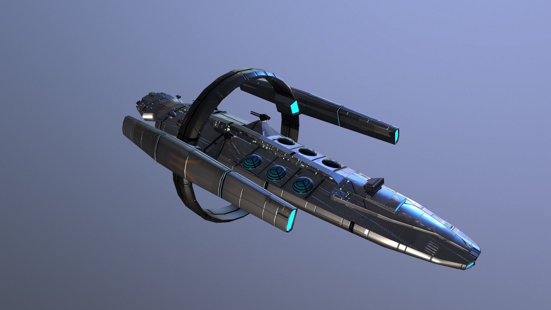 SpaceShip AV-007 Low-poly 3D model_5