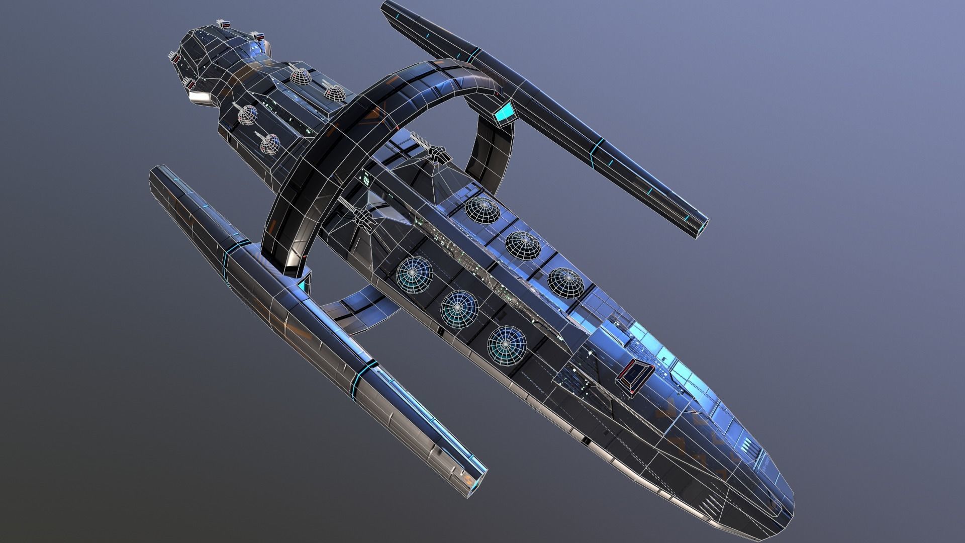 SpaceShip AV-007 Low-poly 3D model_7