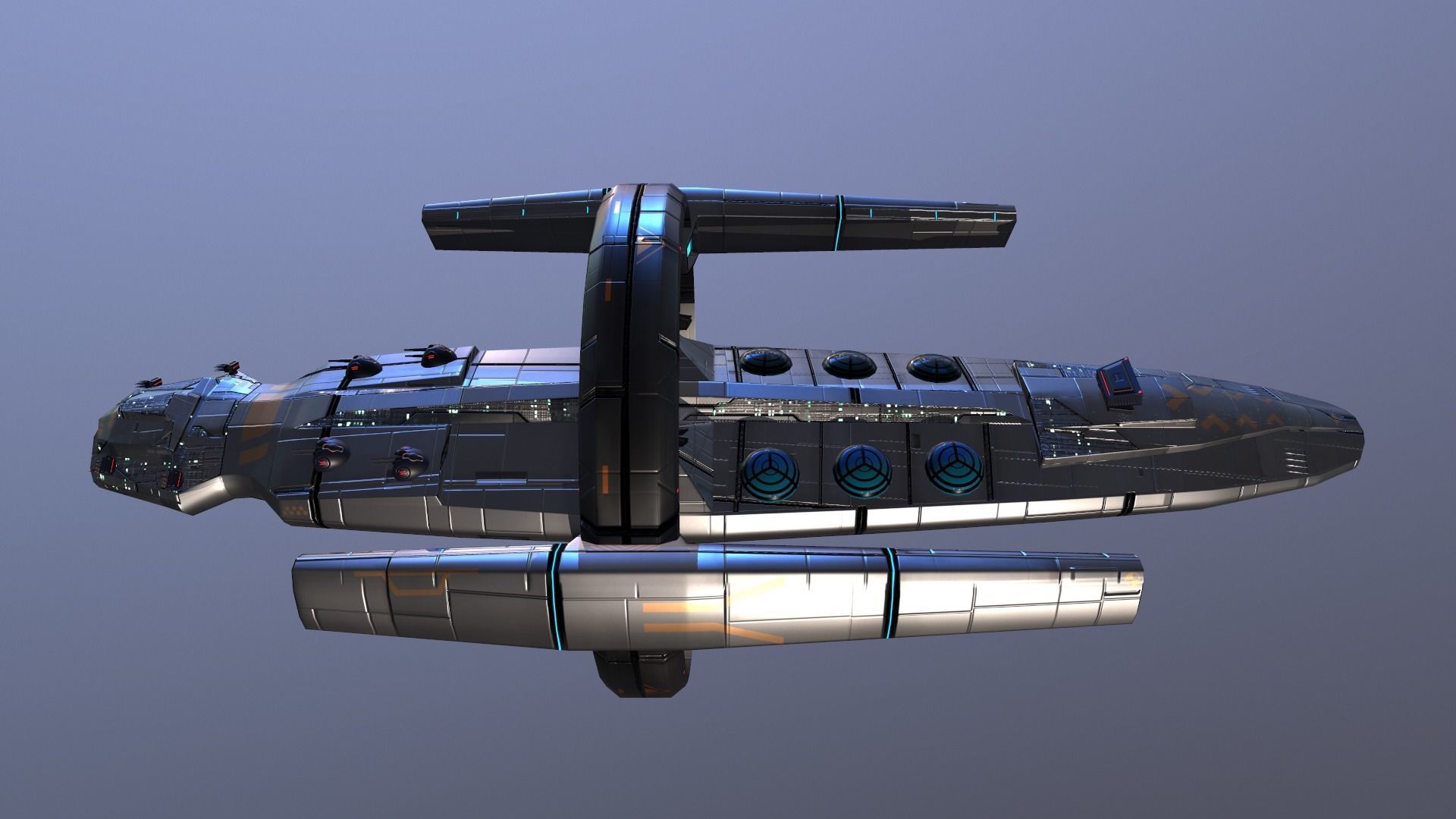 SpaceShip AV-007 Low-poly 3D model_6