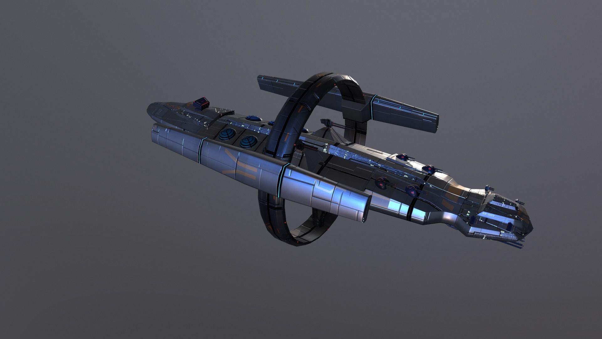 SpaceShip AV-007 Low-poly 3D model_3