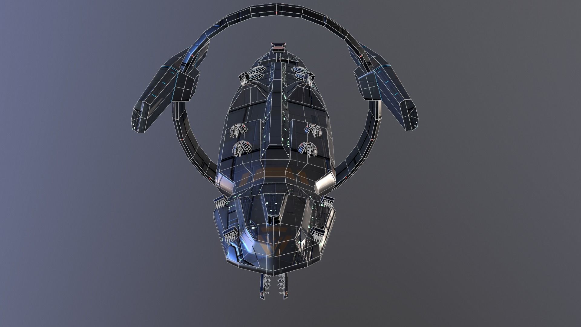 SpaceShip AV-007 Low-poly 3D model_8