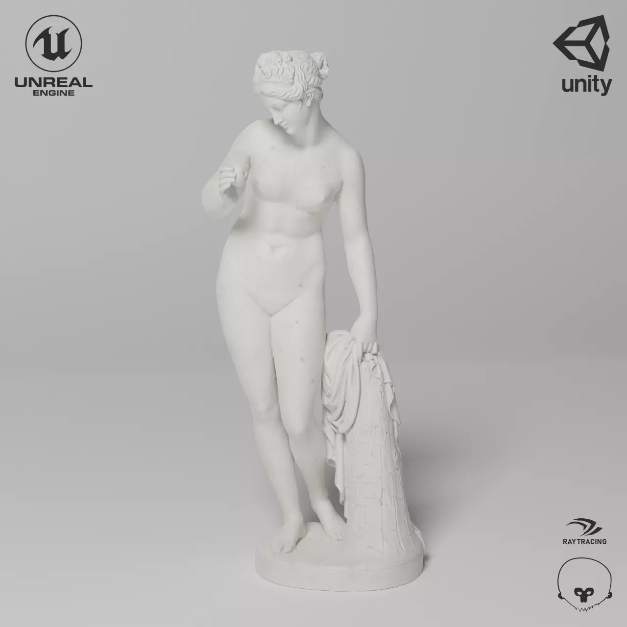 Venus with the Apple Sculpture VR AR Mobile-ready Game-ready Low-poly 3D model_0