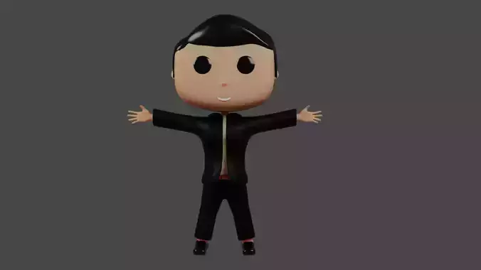 Funko style male model with sckeleton