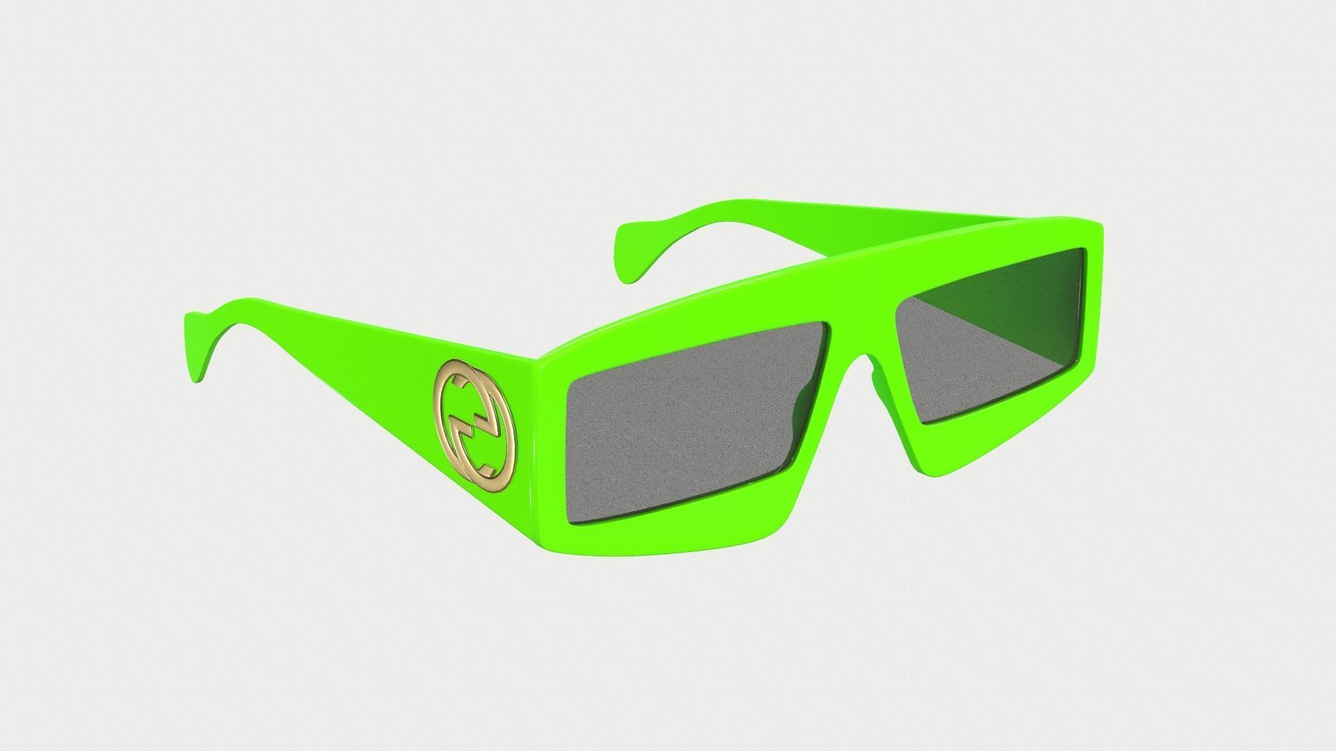 Gucci Rectangular Sunglasses Low-poly 3D model_1
