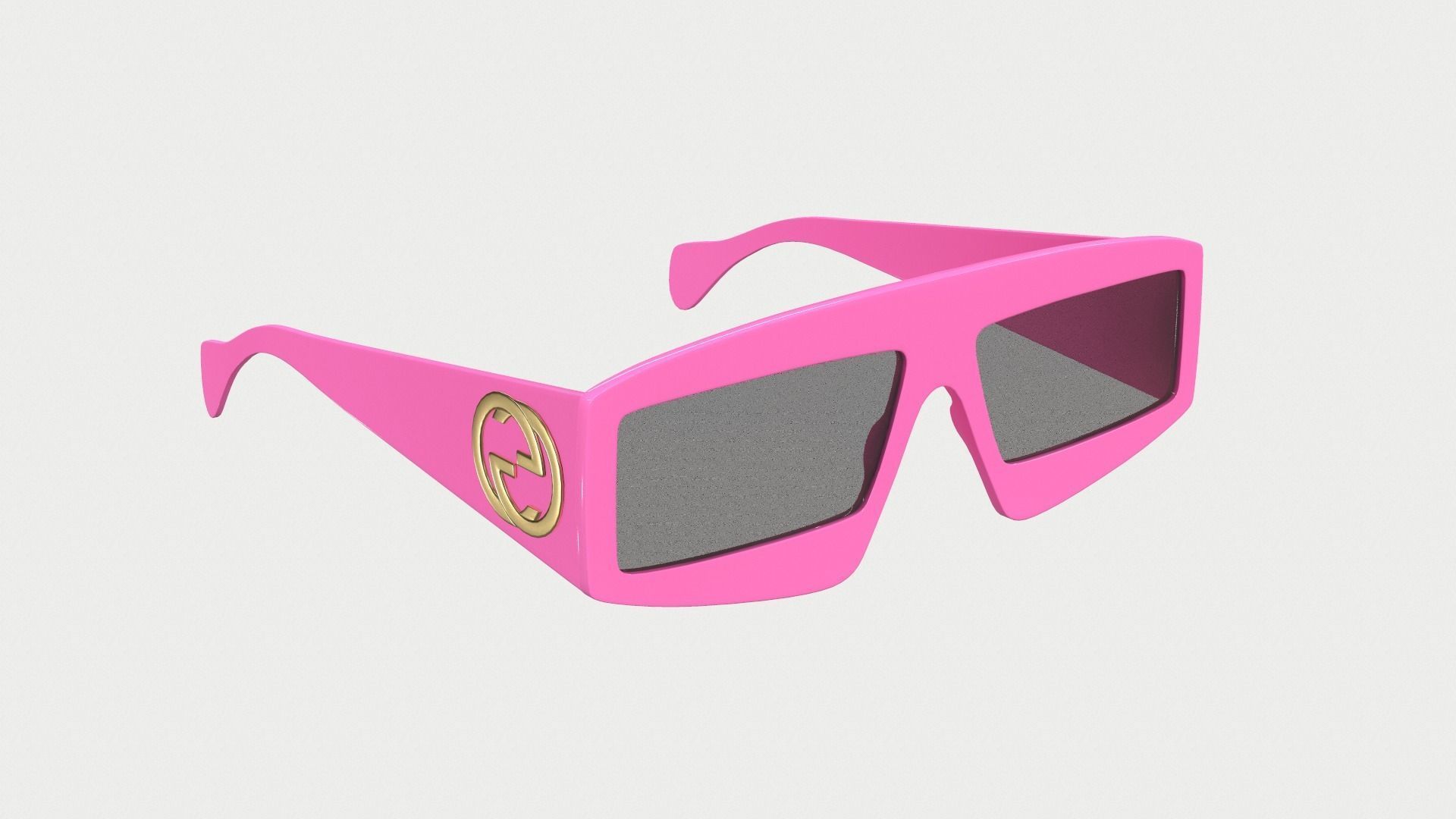 Gucci Rectangular Sunglasses Low-poly 3D model_2