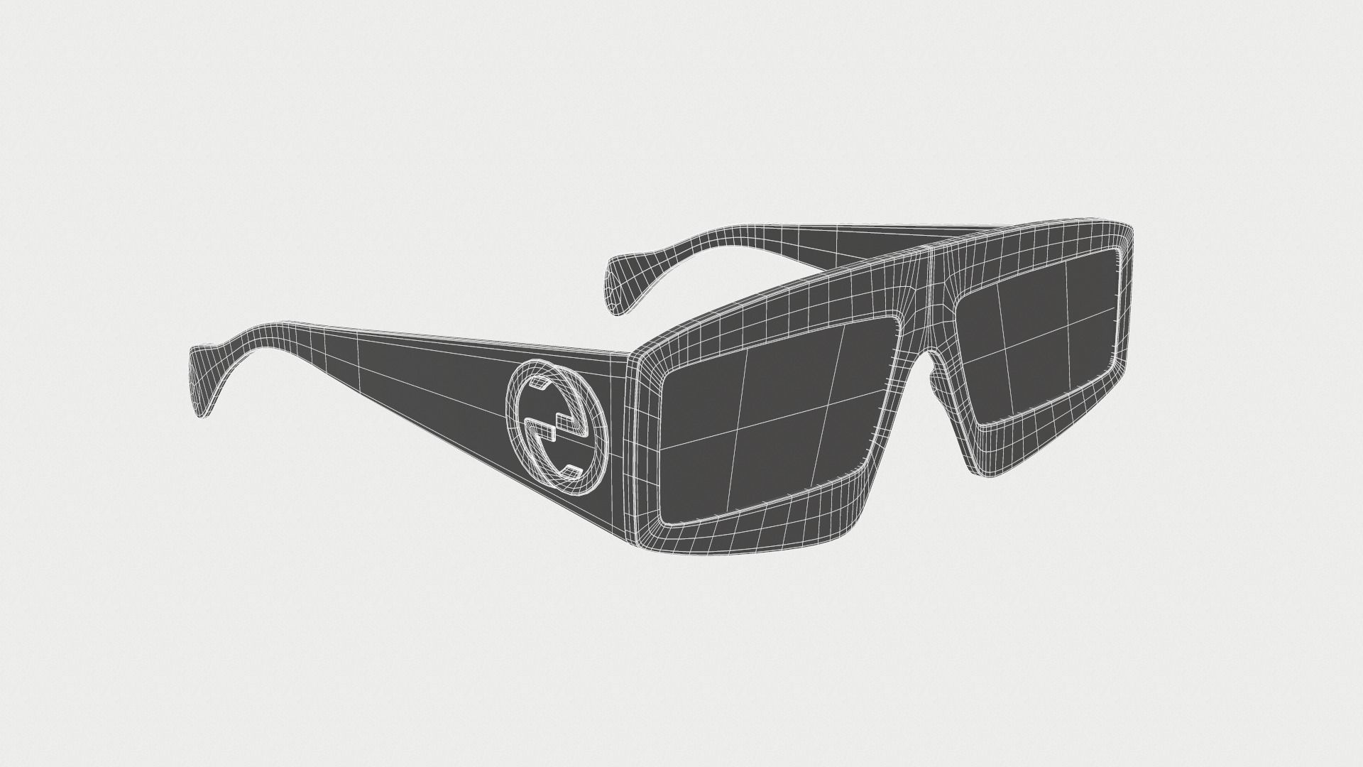Gucci Rectangular Sunglasses Low-poly 3D model_13