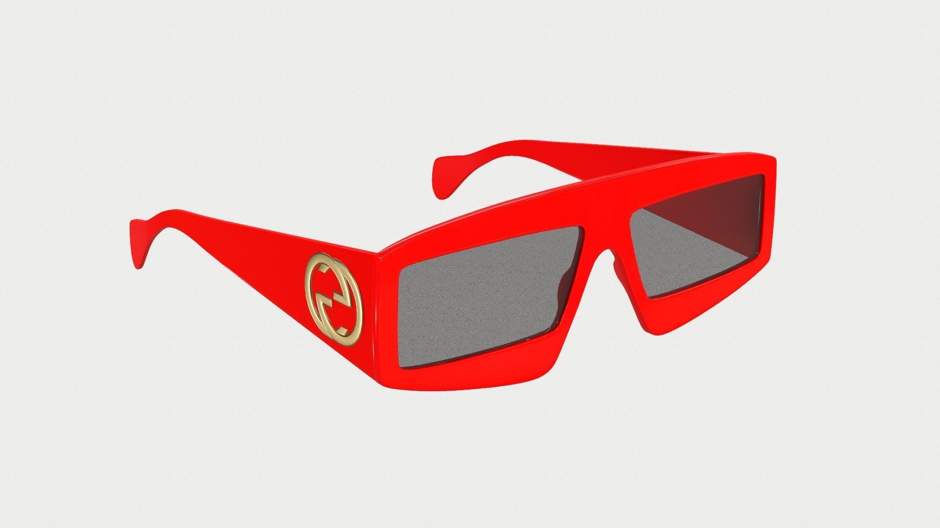 Gucci Rectangular Sunglasses Low-poly 3D model_4
