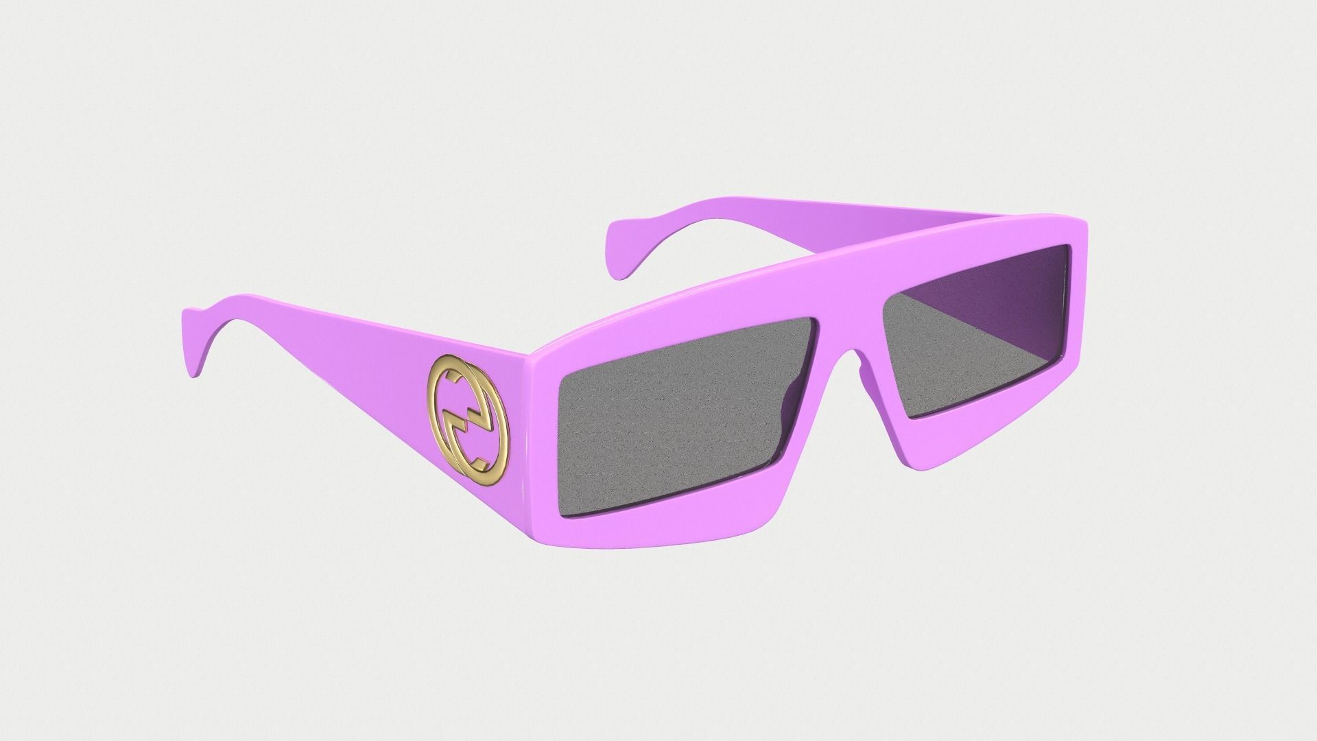 Gucci Rectangular Sunglasses Low-poly 3D model_3