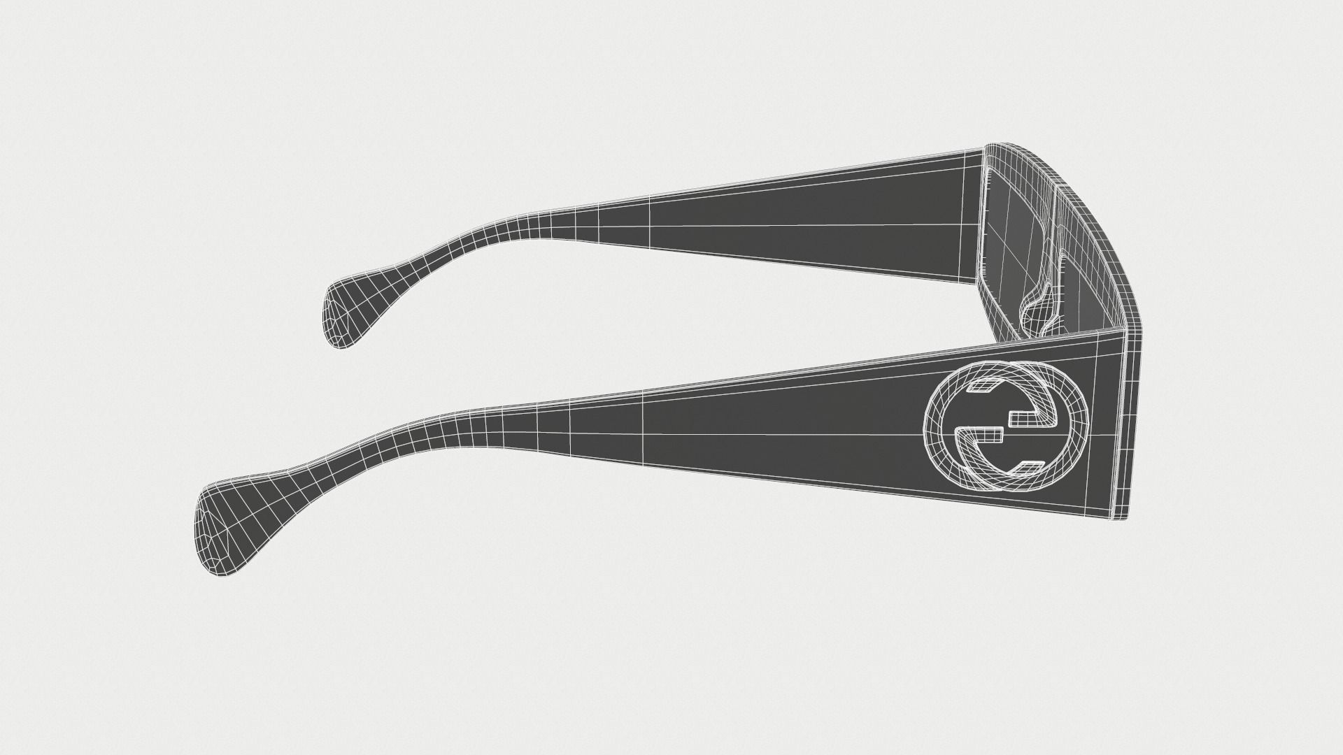 Gucci Rectangular Sunglasses Low-poly 3D model_15