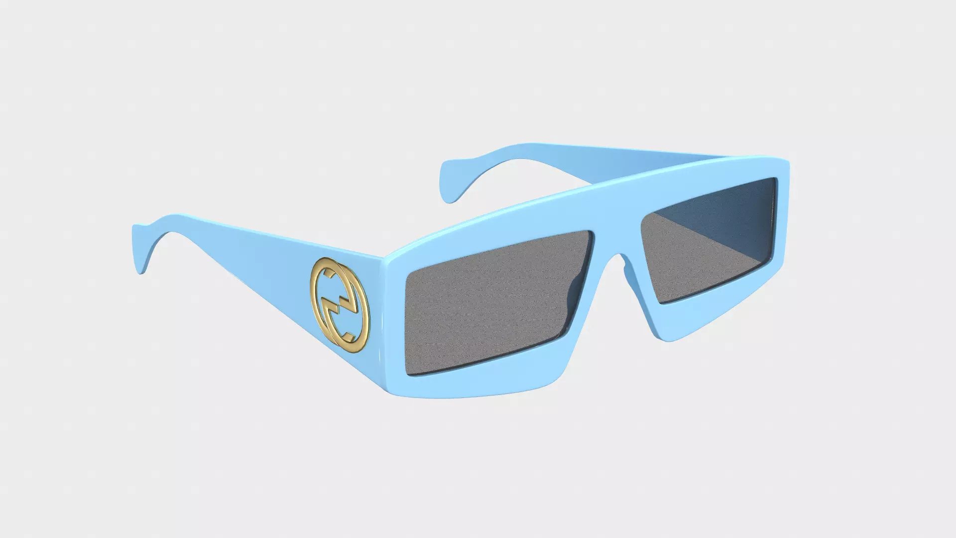 Gucci Rectangular Sunglasses Low-poly 3D model_0