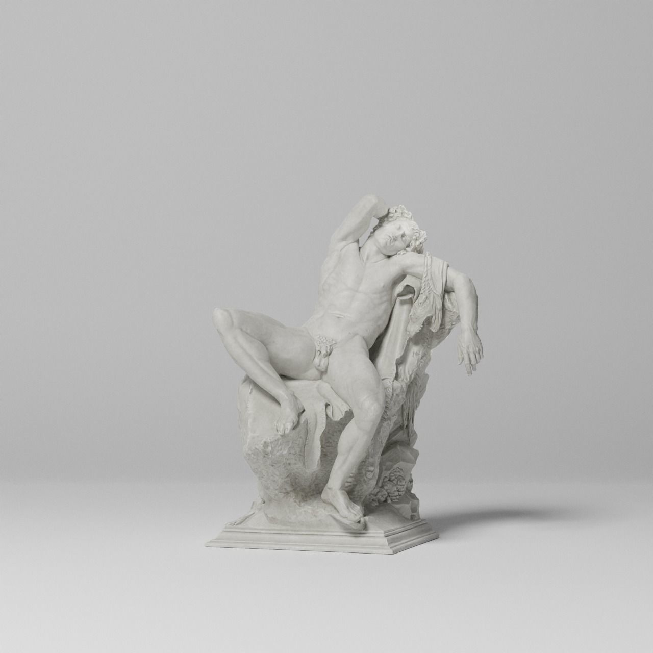 Barberini Faun Sculpture VR AR Mobile-ready Game-ready Low-poly 3D model_3