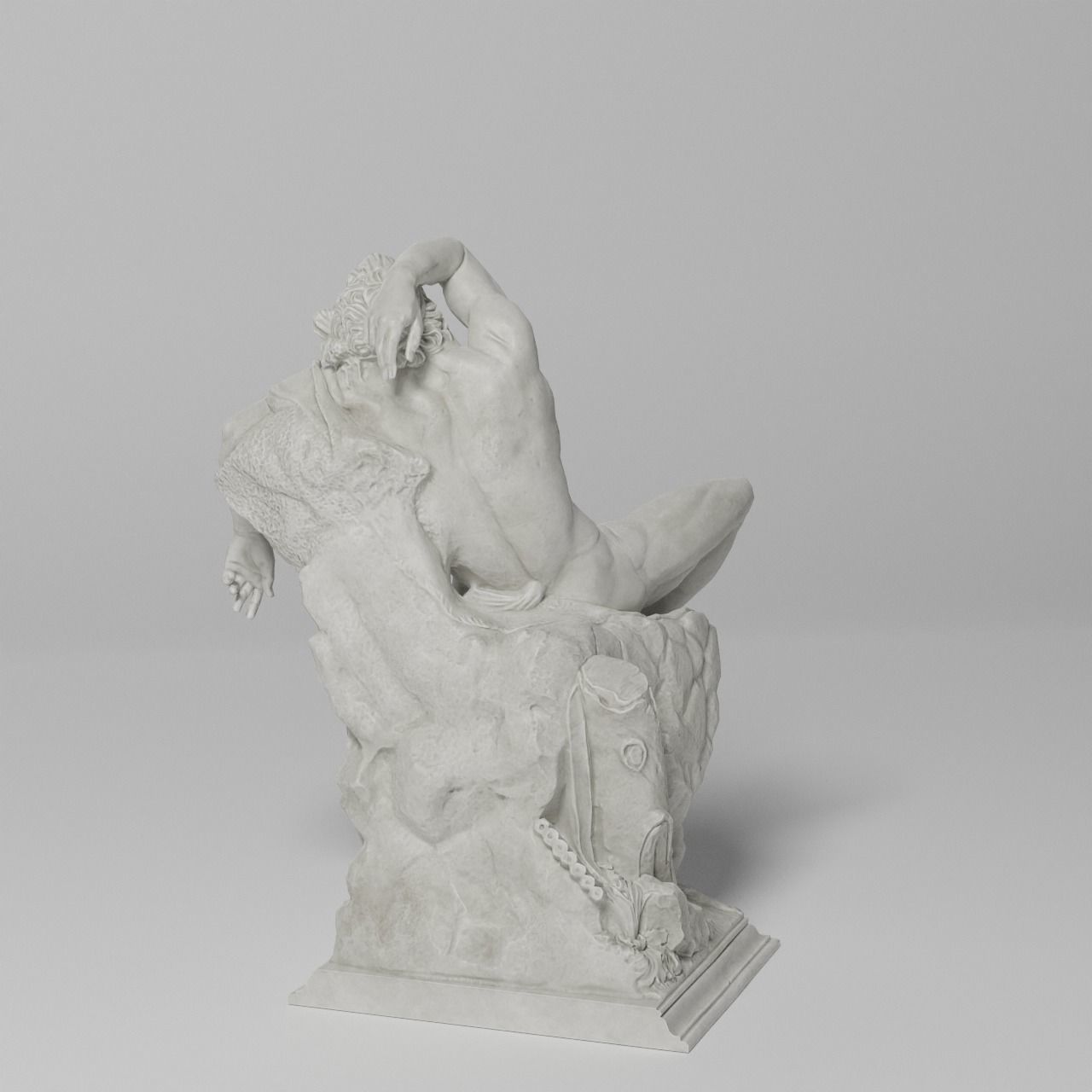 Barberini Faun Sculpture VR AR Mobile-ready Game-ready Low-poly 3D model_9