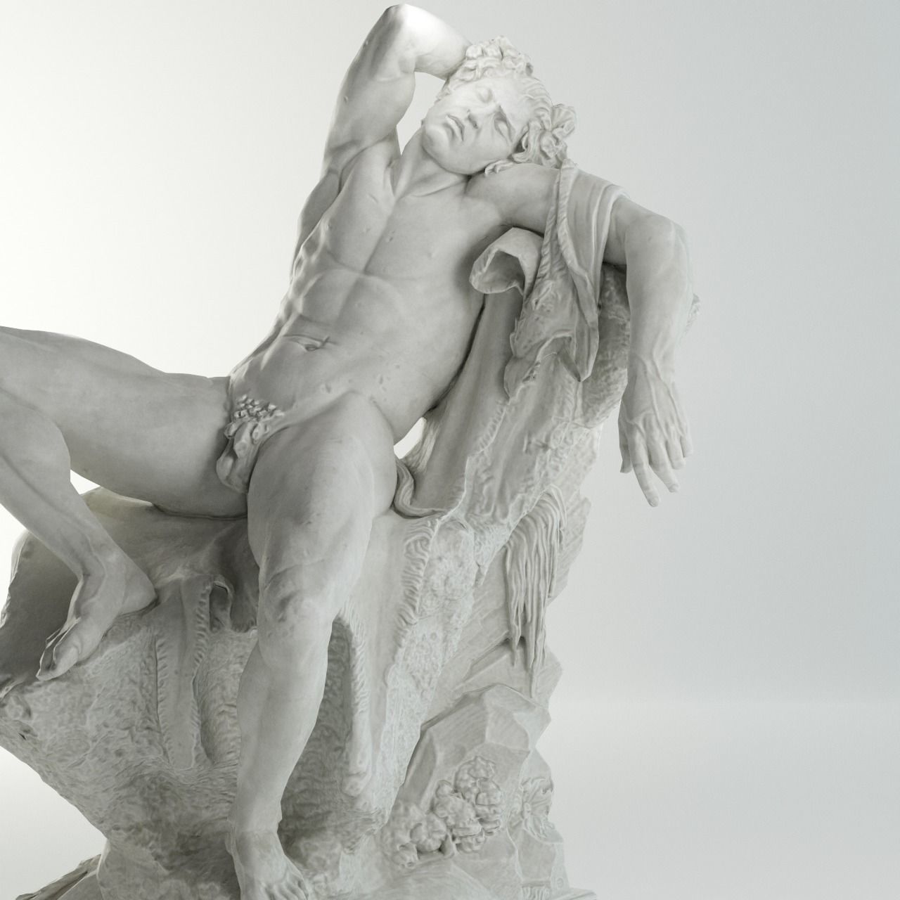 Barberini Faun Sculpture VR AR Mobile-ready Game-ready Low-poly 3D model_19