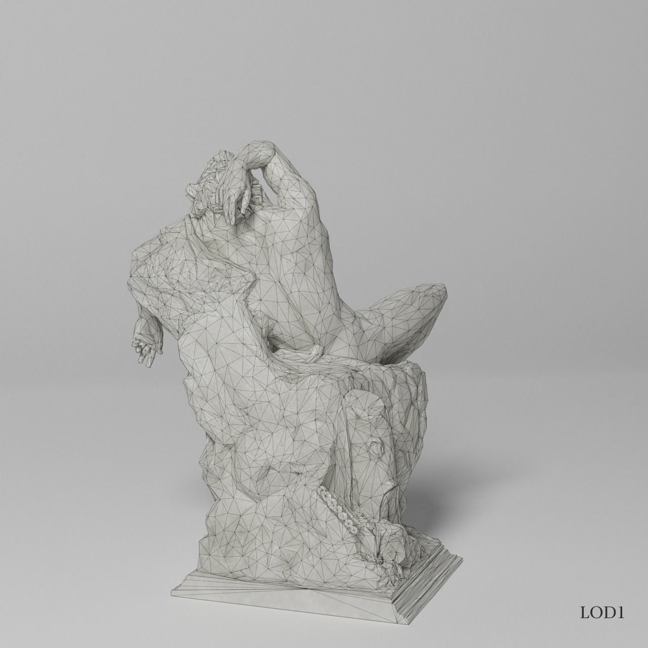 Barberini Faun Sculpture VR AR Mobile-ready Game-ready Low-poly 3D model_15