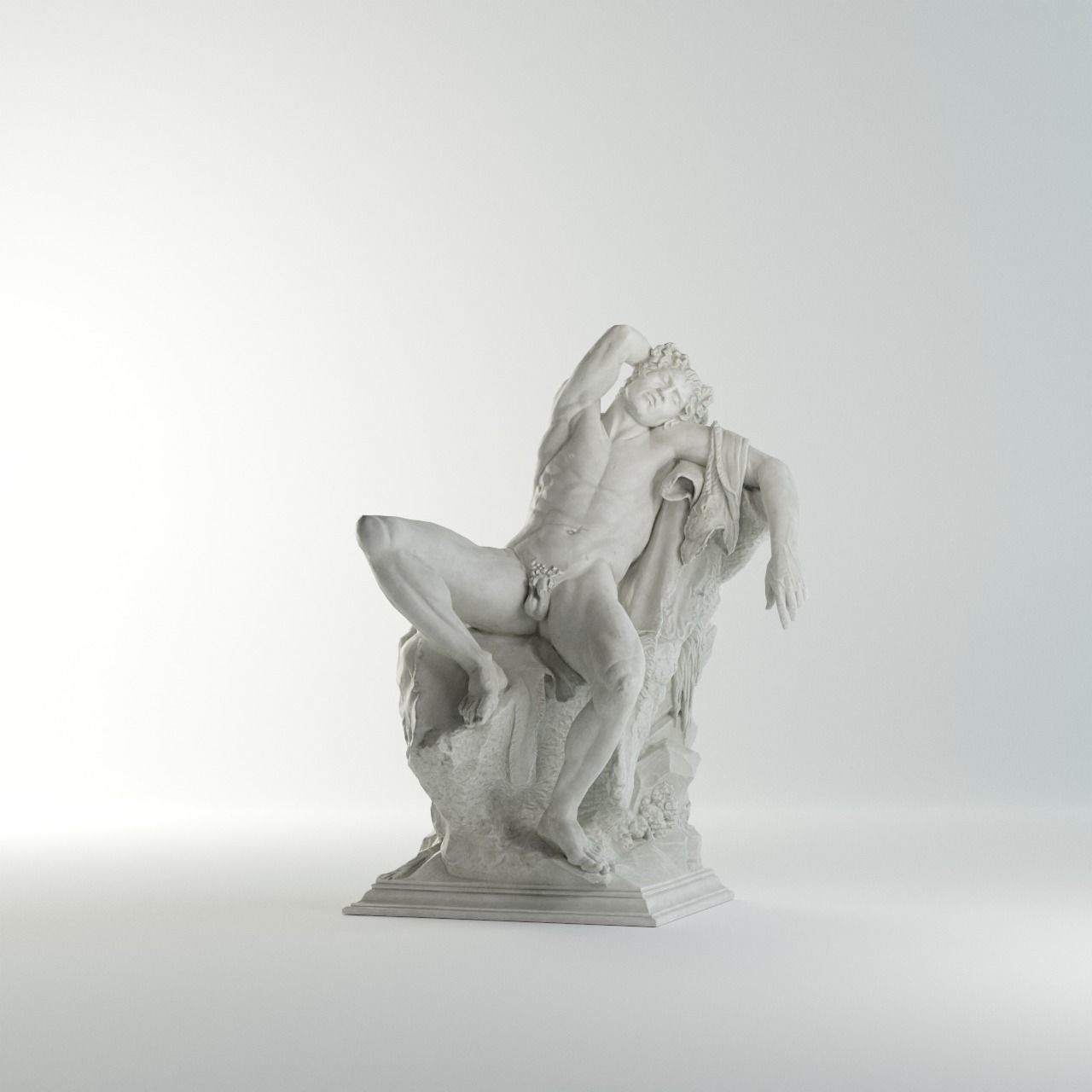 Barberini Faun Sculpture VR AR Mobile-ready Game-ready Low-poly 3D model_4