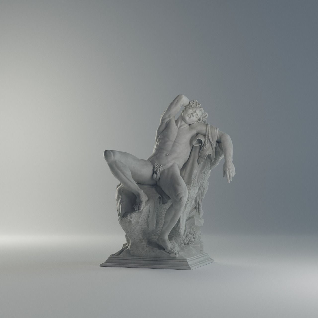 Barberini Faun Sculpture VR AR Mobile-ready Game-ready Low-poly 3D model_5