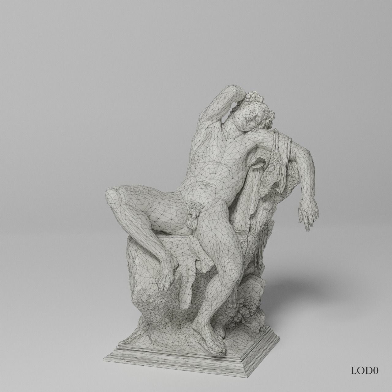 Barberini Faun Sculpture VR AR Mobile-ready Game-ready Low-poly 3D model_12