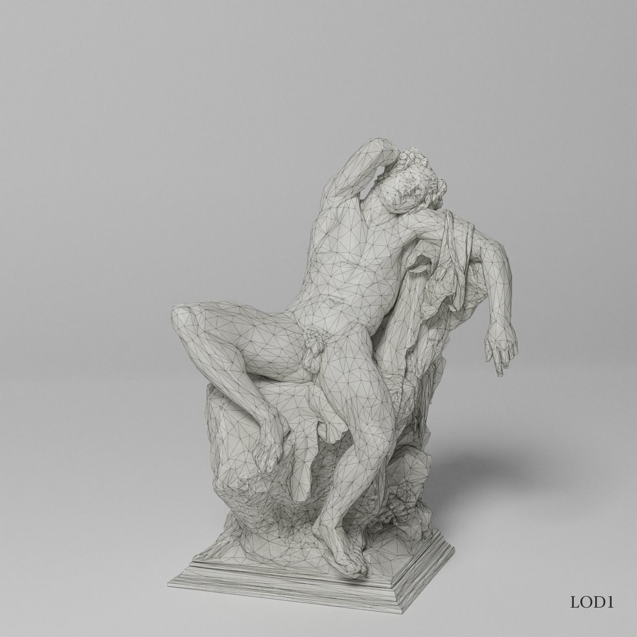 Barberini Faun Sculpture VR AR Mobile-ready Game-ready Low-poly 3D model_14