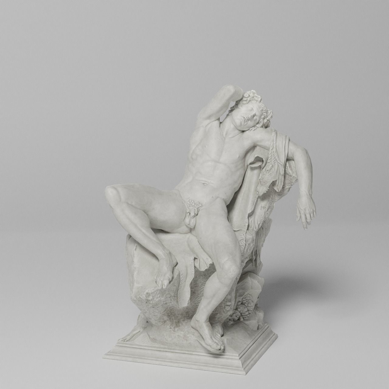 Barberini Faun Sculpture VR AR Mobile-ready Game-ready Low-poly 3D model_2