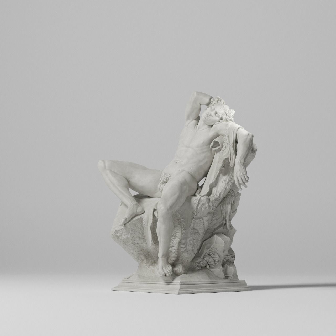Barberini Faun Sculpture VR AR Mobile-ready Game-ready Low-poly 3D model_8