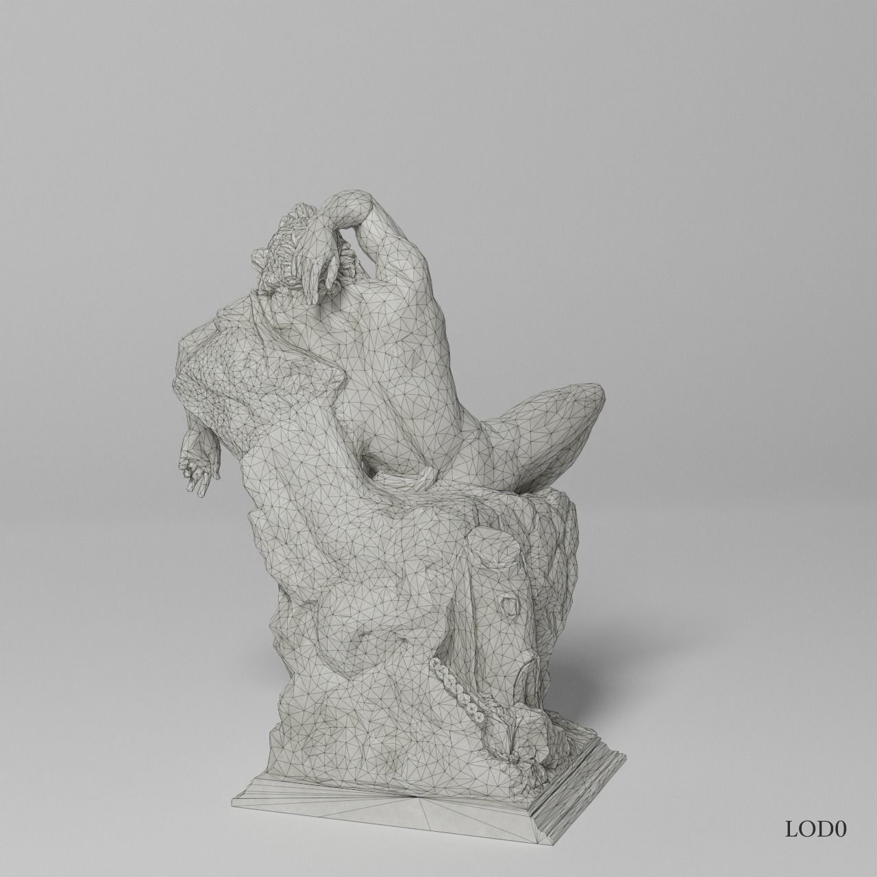 Barberini Faun Sculpture VR AR Mobile-ready Game-ready Low-poly 3D model_13