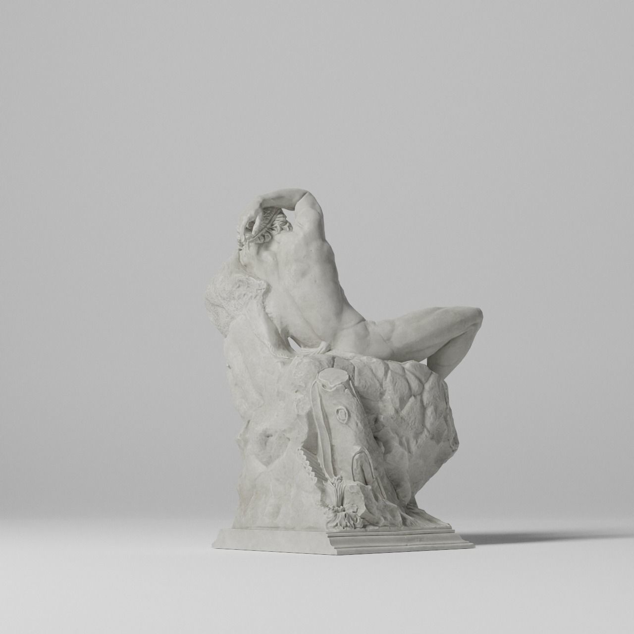 Barberini Faun Sculpture VR AR Mobile-ready Game-ready Low-poly 3D model_11