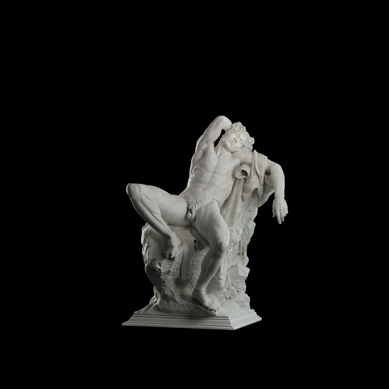 Barberini Faun Sculpture VR AR Mobile-ready Game-ready Low-poly 3D model_7