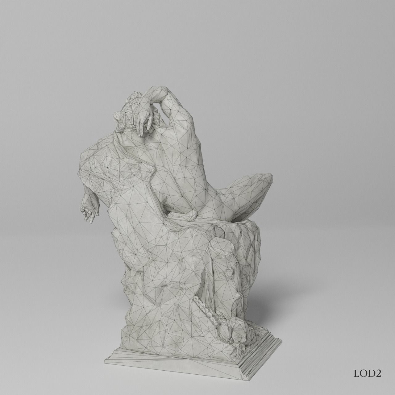 Barberini Faun Sculpture VR AR Mobile-ready Game-ready Low-poly 3D model_17