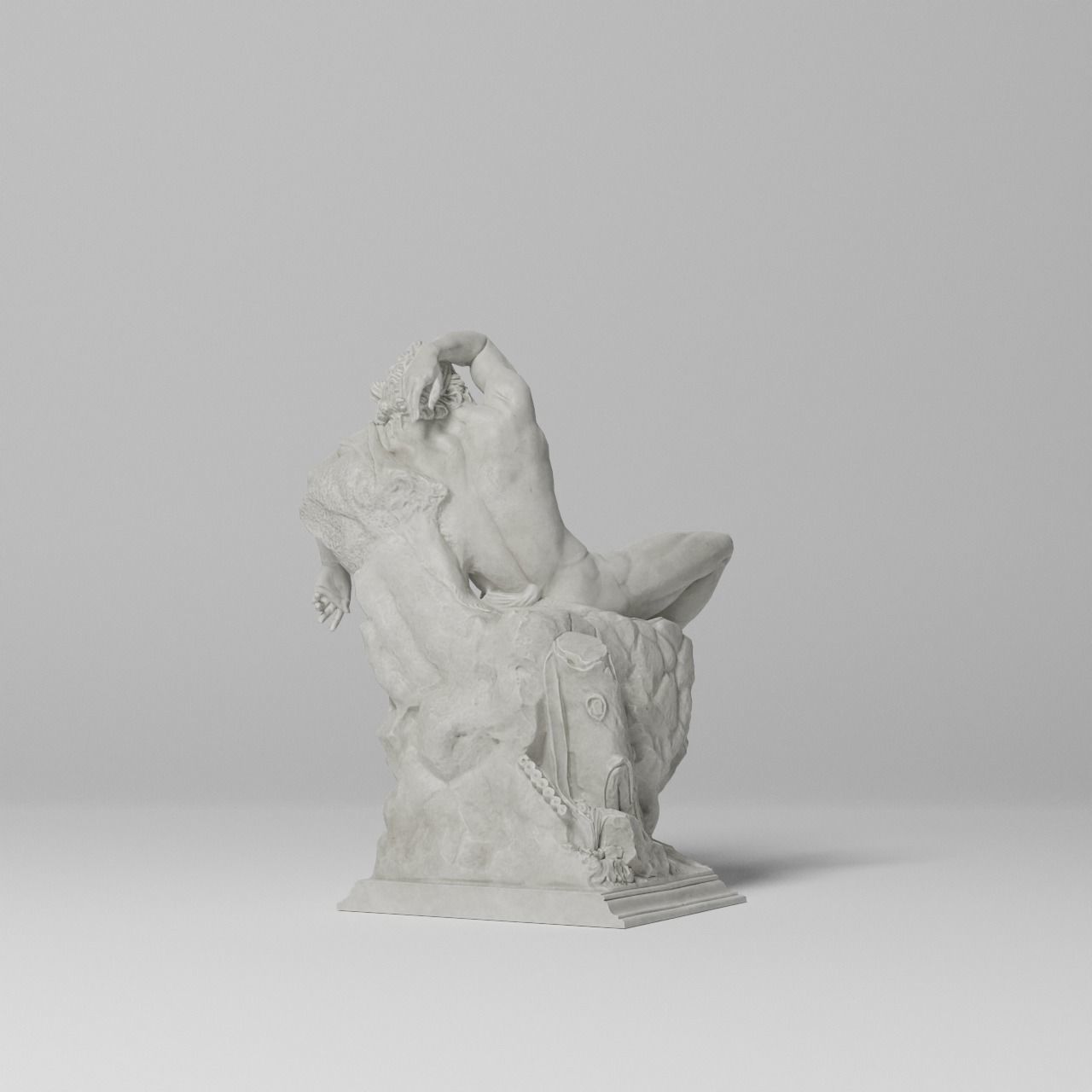 Barberini Faun Sculpture VR AR Mobile-ready Game-ready Low-poly 3D model_10
