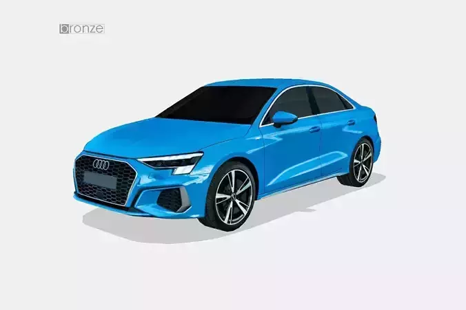 Audi A3 sedan S Line 2021 Low-poly 3D model