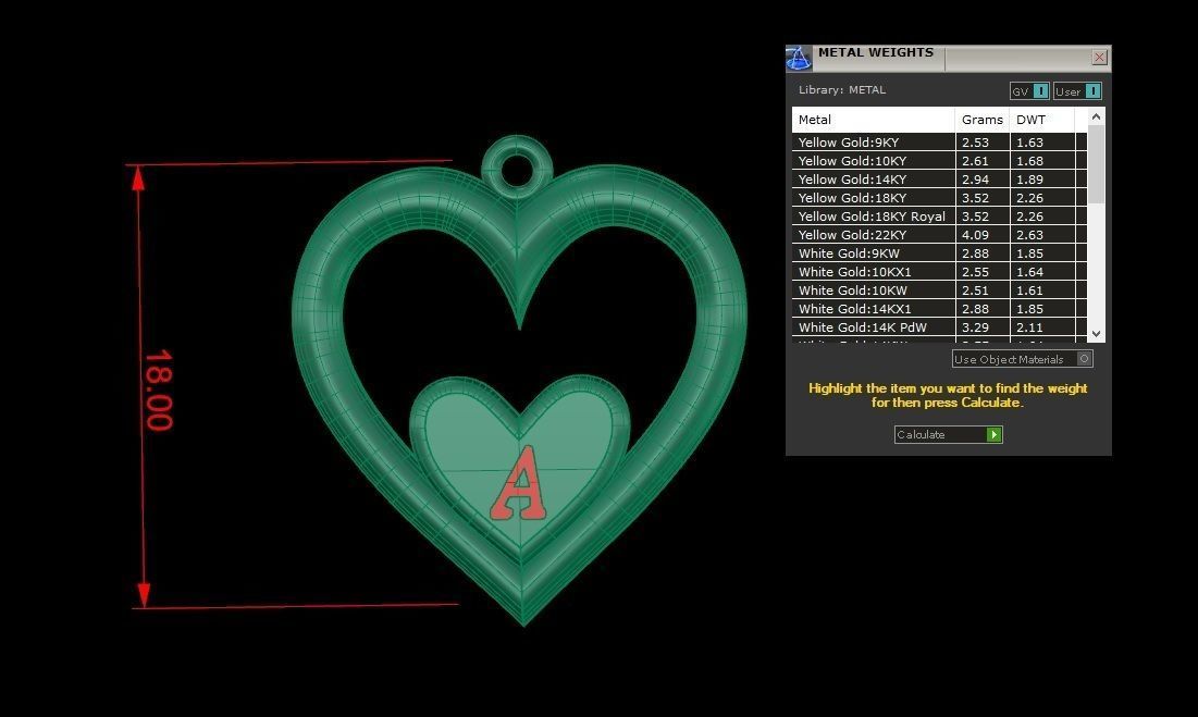 Alphabet ENAMEL 2 Pendant Letter A 3D print model_3