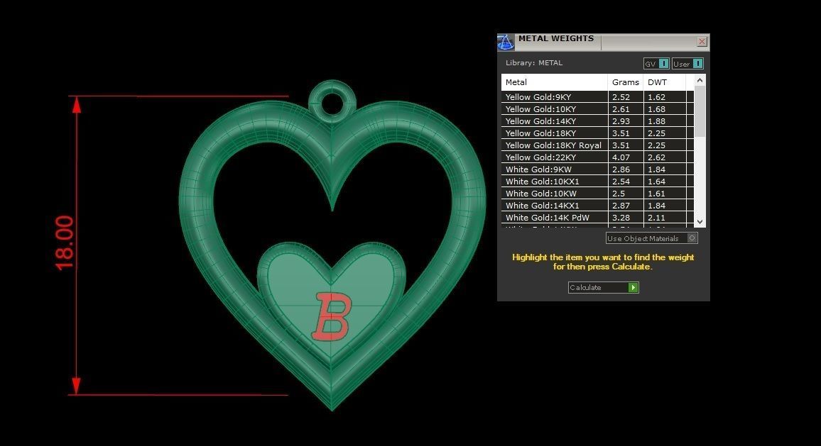 Alphabet ENAMEL 2 Pendant Letter B 3D print model_3