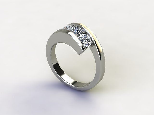 10072 diamond engagement ring gold 3D print model