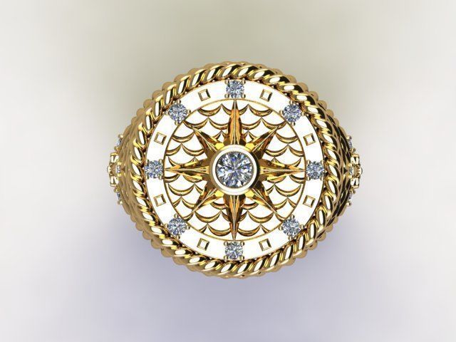 10074 gold ring with diamonds 3D print model_3