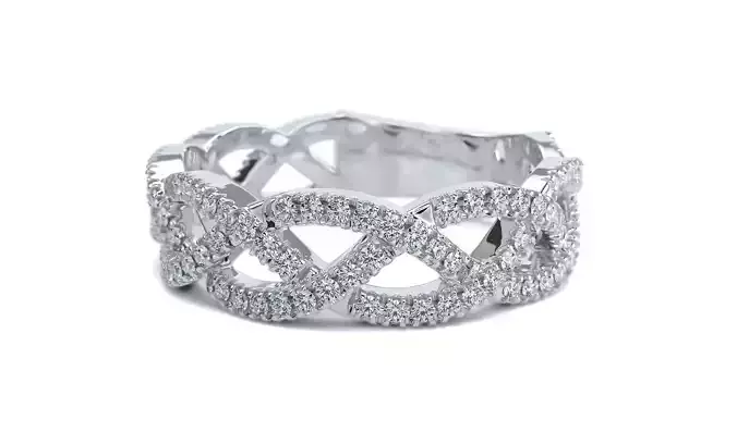 braided gold ring with diamonds 3D print model